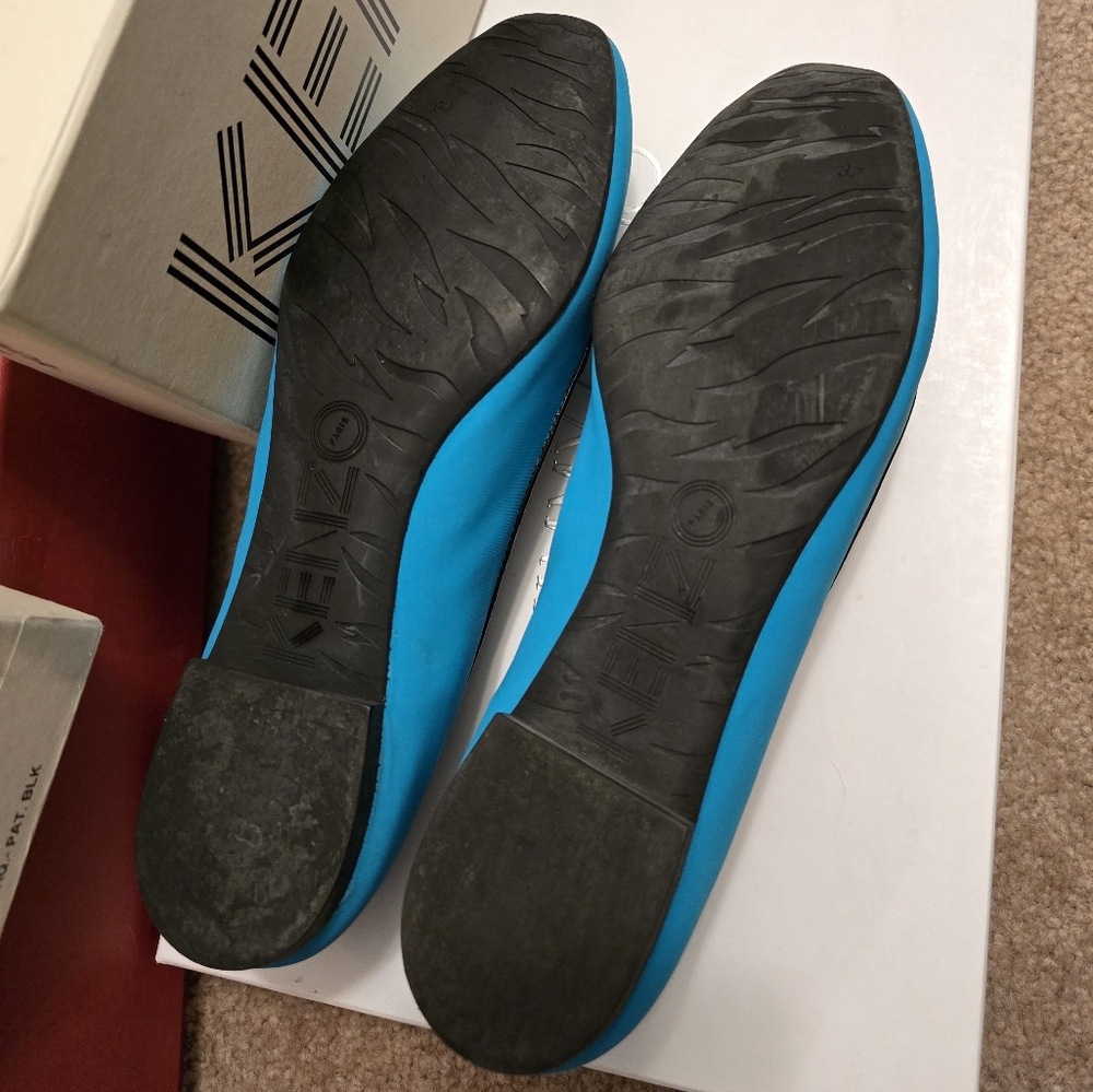 Authentic Kenzo Tiger Embroidered Leather Loafers – Turquoise Blue - Size 37 - Picture 3 of 3